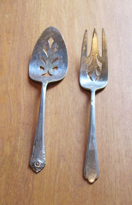 Large Silver Serving Fork and Spoon, Circa 1940