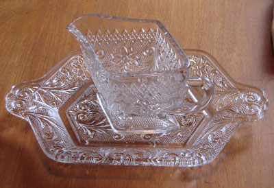 Cut Glass Creamer and Tray, Circa 1940