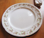 White China Plate With Pink Rose Border, Circa 1940