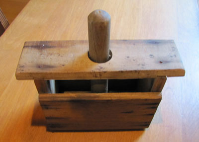 Wooden Butter Press/Mold (plain bottom on press), Circa 1910