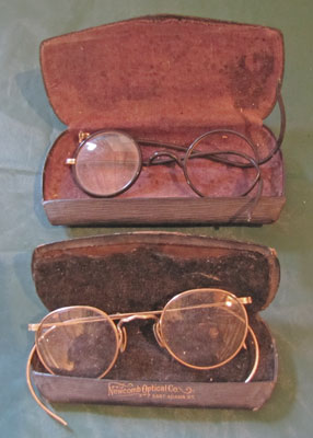 Wire Frame Eyeglasses In Cases, Circa 1920