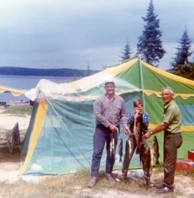 Lyle Eaket, Kevin Bell, and Jack Humphries, Big Massanobie Lake, 1969