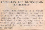 "Thessalon Boy Distinguishes Himself", Newspaper Clipping, 1943