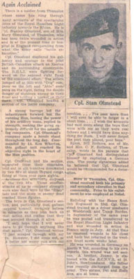 Corporal Stan Olmstead Again Acclaimed, Circa 1943