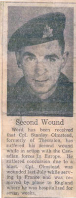 Stanley Olmstead Suffers Second Wound, Circa 1944