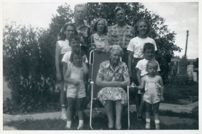 Grandma Allen and Grandchildren, Iron Bridge, 1951