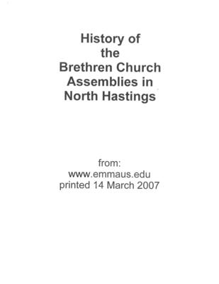 History of the Brethren Church Assemblies in North Hastings