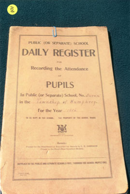 SS #7 Daily School Register from 1916