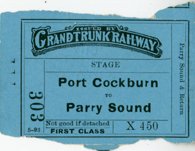 Stage ticket from Port Cockburn to Parry Sound