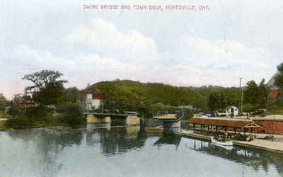 Swing bridge and town dock, Huntsville, Ontario.