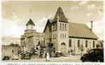 Town Hall and Trinity United Church, Huntsville, Ontario.