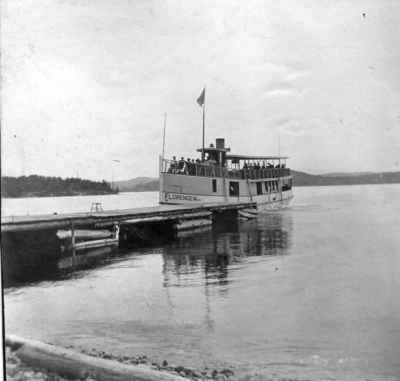 Steamboat Florence Main coming into dock, near Huntsville, Ontario.