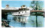 Steamboat Algonquin passing through the swing bridge, over the Muskoka River, Huntsville, Ontario.