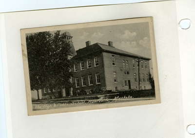 Huntsville High and Public School, facing north, corner of Caroline and Centre Streets, Huntsville, Ontario, c1918.