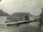 Fairyport dock and boathouse, Fairy Lake, Huntsville, Ontario, in 1933.