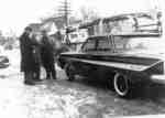 Raback Motors, King William Street, Huntsville, Ontario, 1961, with 1961 Chevrolet, looking west.