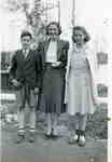 John MacKay, Elaine MacKay and Joy MacKay, at Fairyport, Fairy Lake, Huntsville, Ontario, 1940.