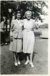 Joy MacKay and Emma Eccelstone at Fairyport, Fairy Lake, Huntsville, Ontario, 1944.