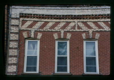 Brandt's Flowers, 90 Main Street, Huntsville, Ontario, closeup of upper windows.