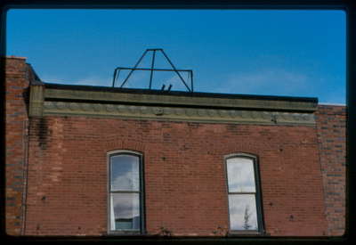 Upper windows Peter's Restaurant, 50 Main Street, East, Huntsville, Ontario.