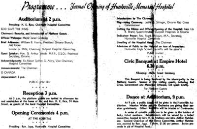 Program Opening of Huntsville Memorial Hospital, Tuesday May 17, 1949,inside pages.