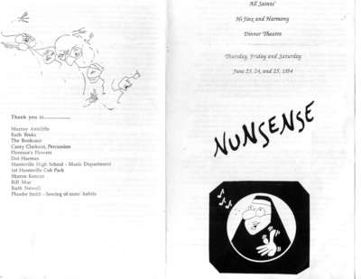 Program Nunsense Hi Jinx and Harmony Dinner Theatre, June 23, 24 and 25, 1994.