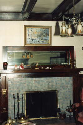 Fireplace of house at 11 High Street, Huntsville, Ontario.