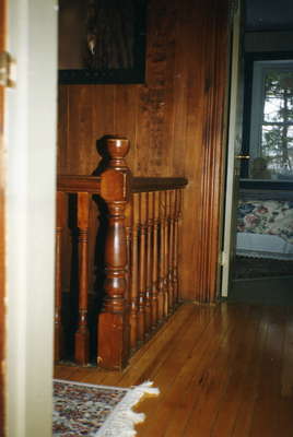 Banister detail, Morgan house, Morgan Road, Huntsville, Ontario.