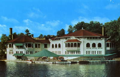 Bigwin Inn, Lake of Bays, Ontario. Indian Head Room, Venetian Terrace, Marine Dining Room, Round Room, Marine and Sun Deck.