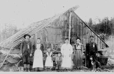 Botting family portrait, 1900, Walker's Road, Concession 11, Stephenson Township, Muskoka, Ontario.