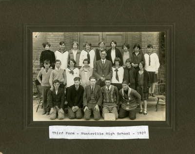 Huntsville High School, Third Form, 1927, Huntsville, Ontario.