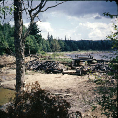 Distress Dam on the Big East River system, Muskoka, Ontario, 1949.