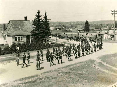 Boy Scout parade, Novar, Ontario, 1953.