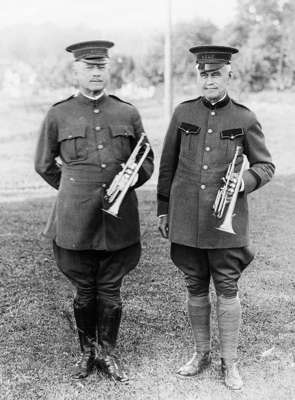 Anglo Canadian Leather Company Band (1915-1926) Herbert L. Clarke (left) leader and C.O. Shaw (right)owner of the Anglo Canadian Leather Company, Huntsville, Ontario.