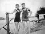Sam Allemano and Attillo Grosso display swimming attire, Huntsville, Ontario.
