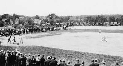 Baseball game at Memorial Park, Huntsville, Ontario, 1925.