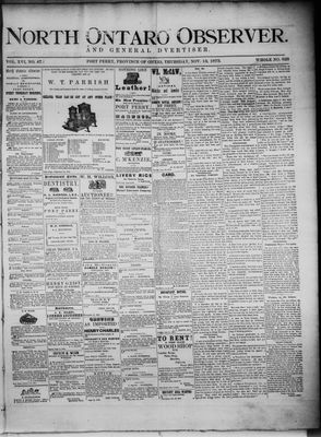 North Ontario Observer (Port Perry), 13 Nov 1873