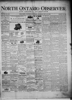 North Ontario Observer (Port Perry), 27 Nov 1873