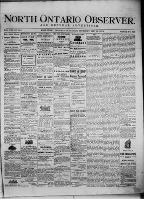 North Ontario Observer (Port Perry), 18 Dec 1873