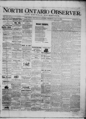 North Ontario Observer (Port Perry), 15 Jan 1874