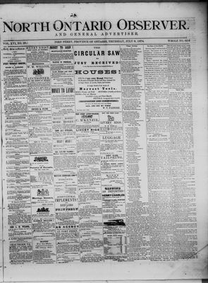 North Ontario Observer (Port Perry), 9 Jul 1874