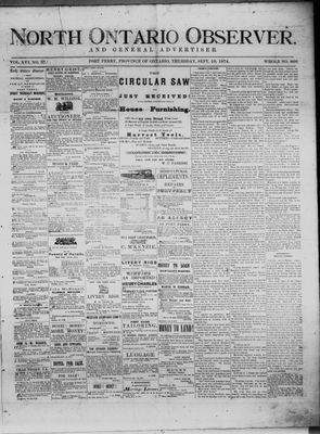 North Ontario Observer (Port Perry), 10 Sep 1874