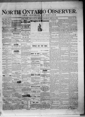 North Ontario Observer (Port Perry), 21 Sep 1876