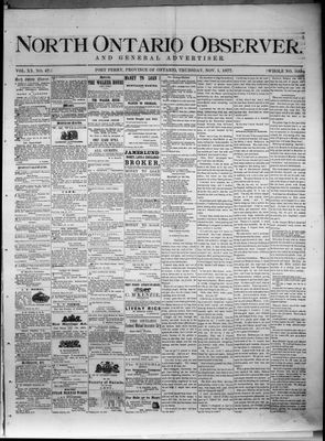 North Ontario Observer (Port Perry), 1 Nov 1877