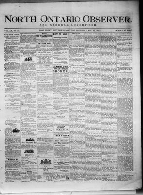 North Ontario Observer (Port Perry), 22 Nov 1877