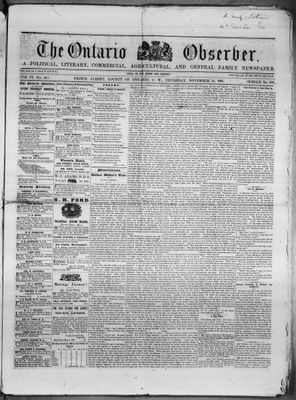 Ontario Observer (Port Perry), 14 Nov 1861