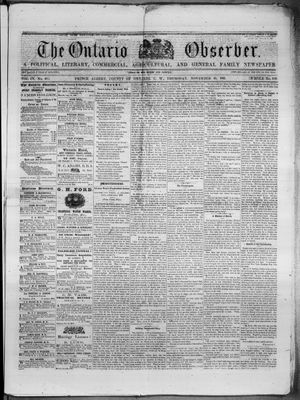 Ontario Observer (Port Perry), 21 Nov 1861