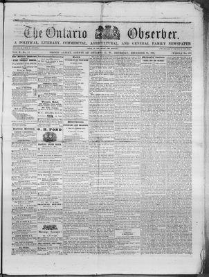 Ontario Observer (Port Perry), 19 Dec 1861