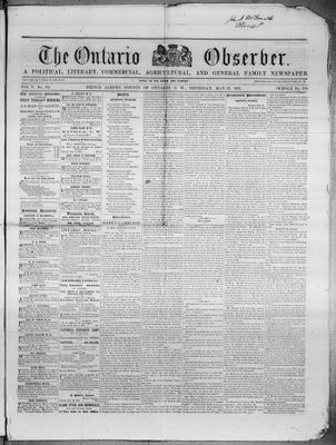 Ontario Observer (Port Perry), 22 May 1862