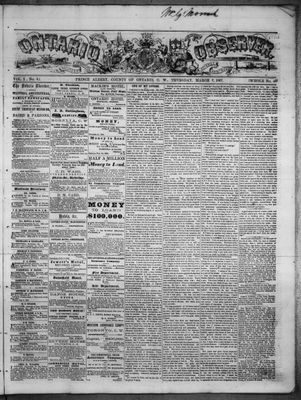 Ontario Observer (Port Perry), 7 Mar 1867